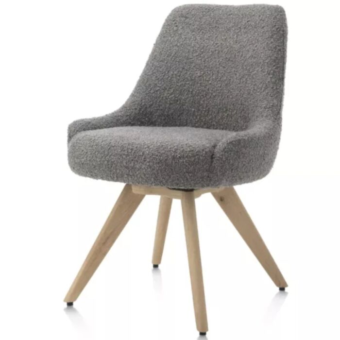 Rocco, Eetkamerstoel - Draaibaar + Pocket - Naturel Eiken - Stof Brioni - Lever