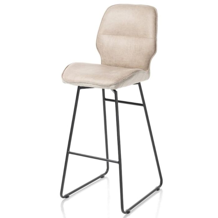 Ravi, Barstoel Zwart Frame (ROB) - Hoog - Draaibaar - Combi Secilia & Toba - Beige