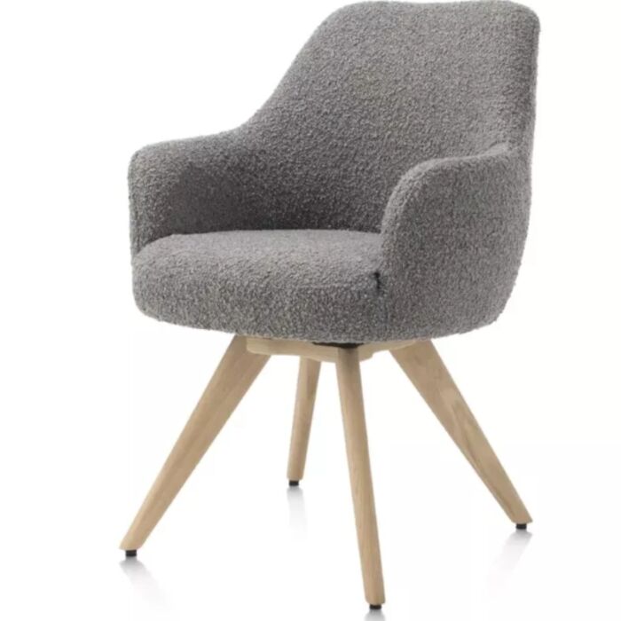 Rocco, Armstoel - Draaibaar + Pocket - Naturel Eiken - Stof Brioni - Lever