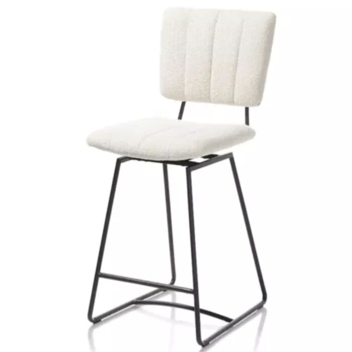 Marcel, Barstoel - Draaibaar - Off Black - Stof Avicci - Creme