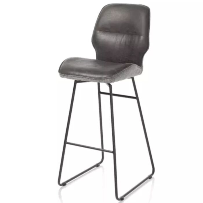 Ravi, Barstoel Zwart Frame (ROB) - Hoog - Draaibaar - Combi Secilia & Toba - Lichtgrijs
