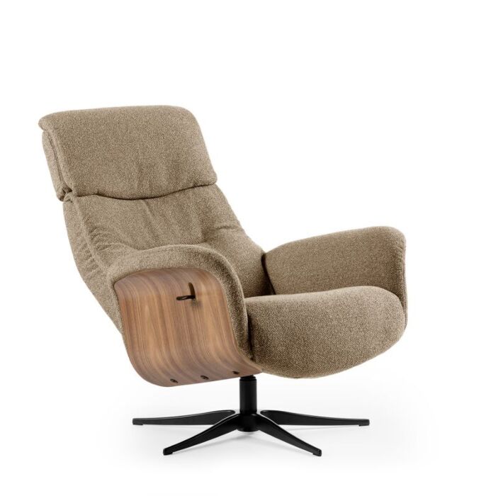 Relaxfauteuil Milas bruin onderstel zwart
