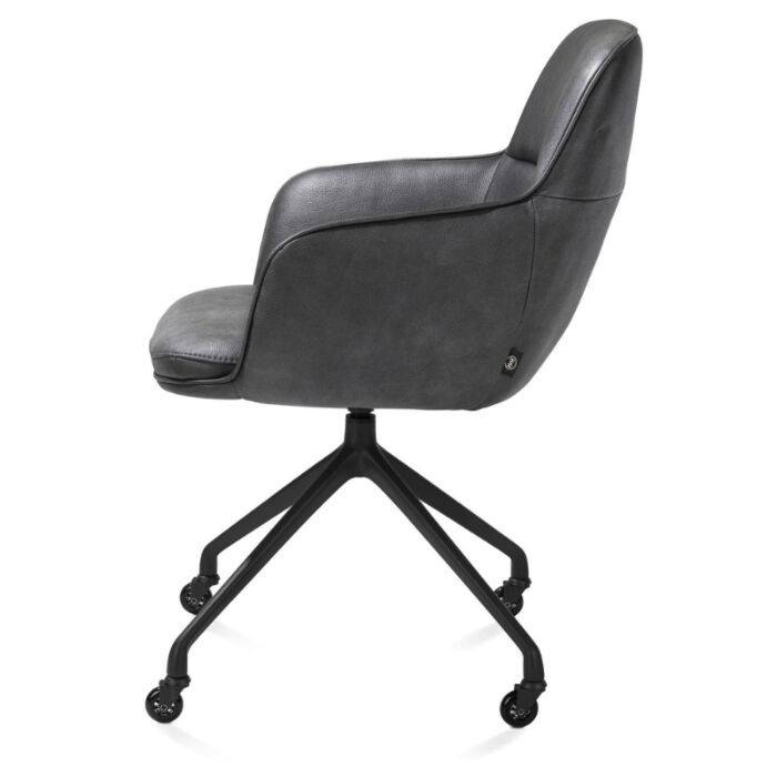 Armstoel Mateo Wielen Rough Off Black Pala Antraciet