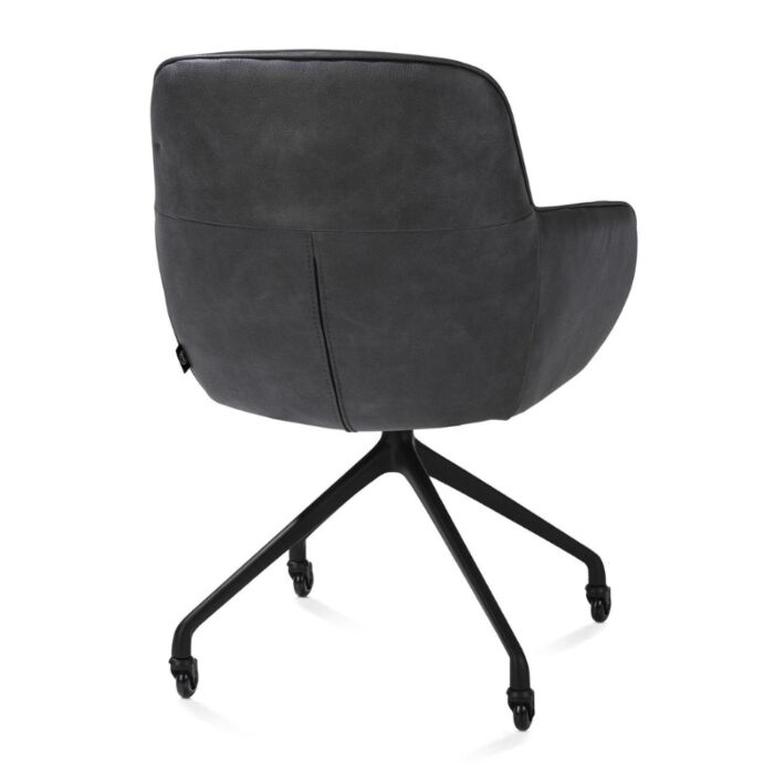 Armstoel Mateo Wielen Rough Off Black Pala Antraciet