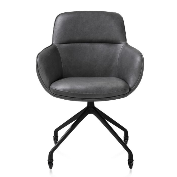 Armstoel Mateo Wielen Rough Off Black Pala Antraciet