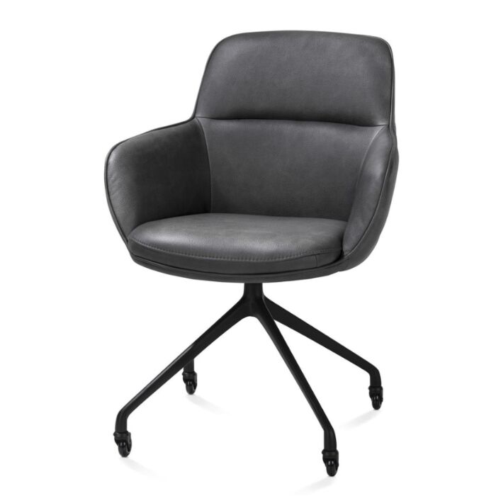 Armstoel Mateo Wielen Rough Off Black Pala Antraciet