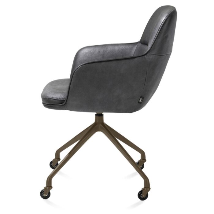 Armstoel Mateo Wielen Steelbrown Pala Antraciet