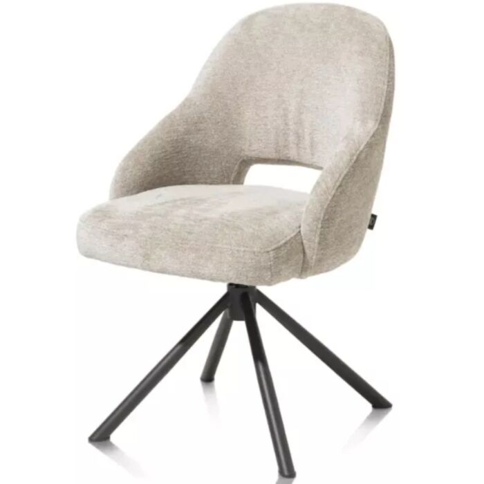 Nikolas, Eetkamerstoel - Centrale Poot Draaibaar - Graphite (RAL 7022) - Stof Enzo - Champagne