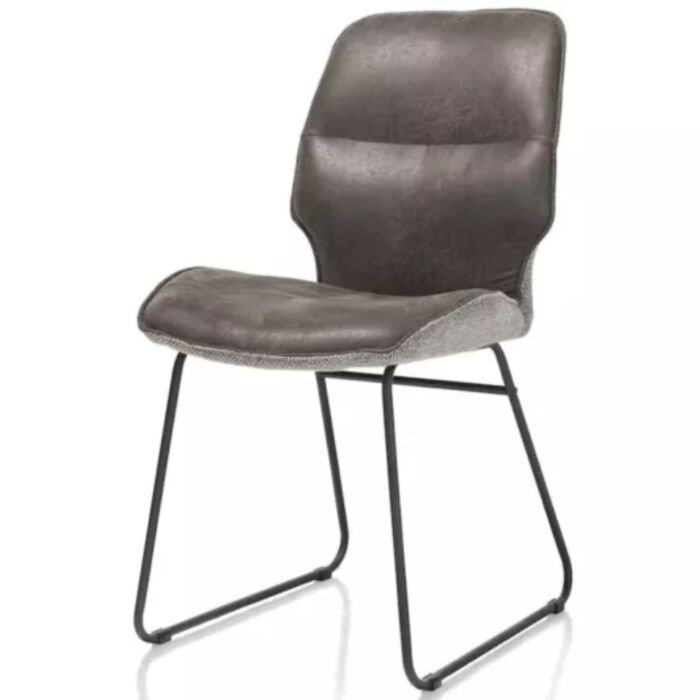 Ravi, Eetkamerstoel Zwart Frame (ROB) - Combi Secilia & Toba - Lichtgrijs