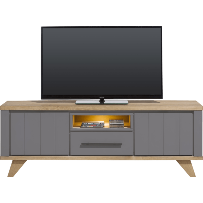 Jardin, Lowboard 170 Cm - 1-Lade + 1-Niche + 2-Kleppen (+ LED) - Antraciet
