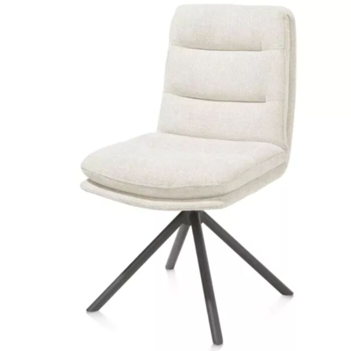 Mia, Eetkamerstoel - Draaibaar - Graphiet Frame - Stof Livigno - Creme
