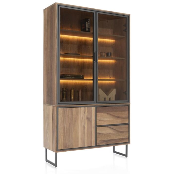 Buffet Trapani 120 Cm - 2-Glasdeuren + 1-Deur + 2-Laden (+ LED)