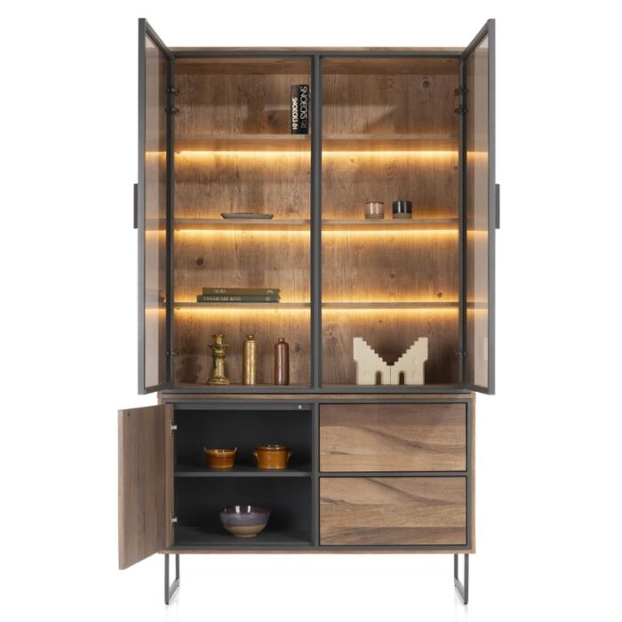 Buffet Trapani 120 Cm - 2-Glasdeuren + 1-Deur + 2-Laden (+ LED)