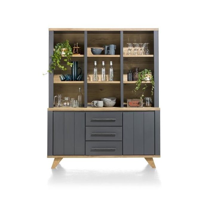 Jardin, Buffet 160 Cm - 2-Deuren + 3-Laden + 9-Niches - Antraciet