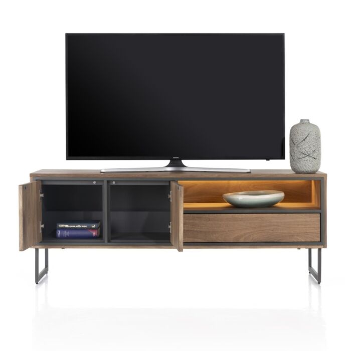 Lowboard Trapani 160 Cm - 2-Deuren + 1-Lade + 1-Niche (+ LED)