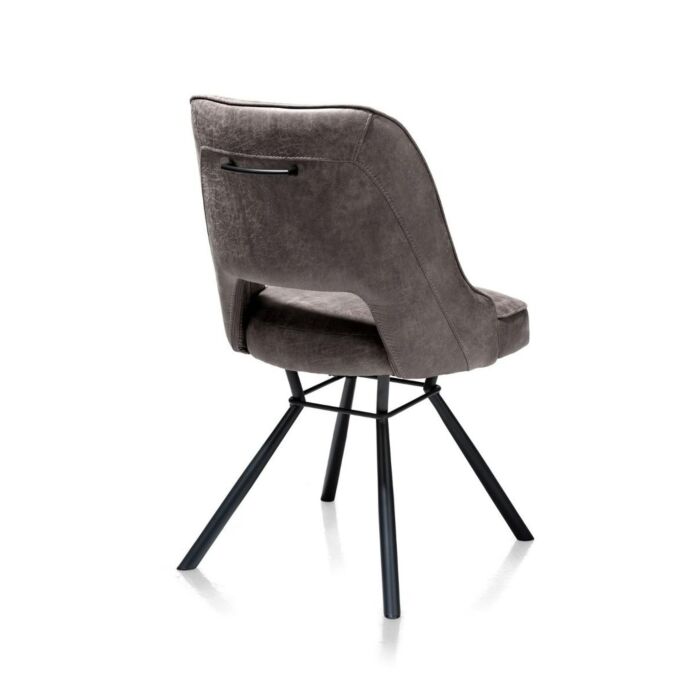 Chris, Eetkamerstoel Zwart Frame Pocketvering + Greep Rond Zwart - Secilia - Antraciet