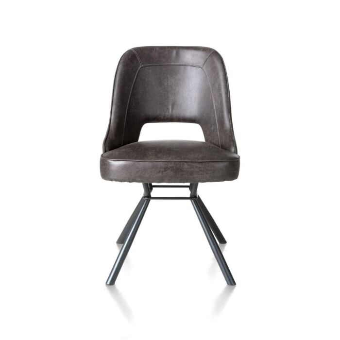 Chris, Eetkamerstoel Zwart Frame Pocketvering + Greep Rond Zwart - Secilia - Antraciet