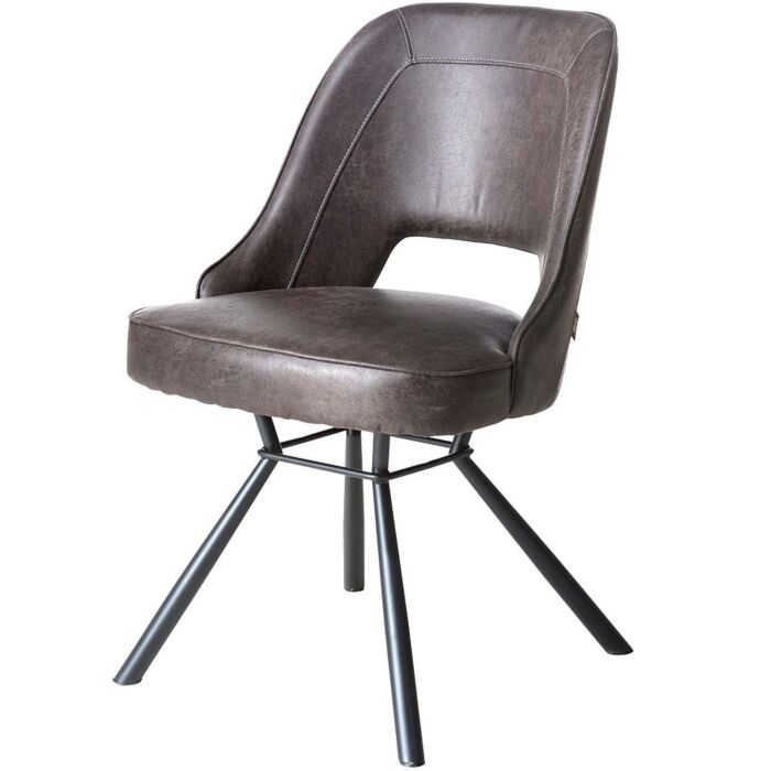 Chris, Eetkamerstoel Zwart Frame Pocketvering + Greep Rond Zwart - Secilia - Antraciet
