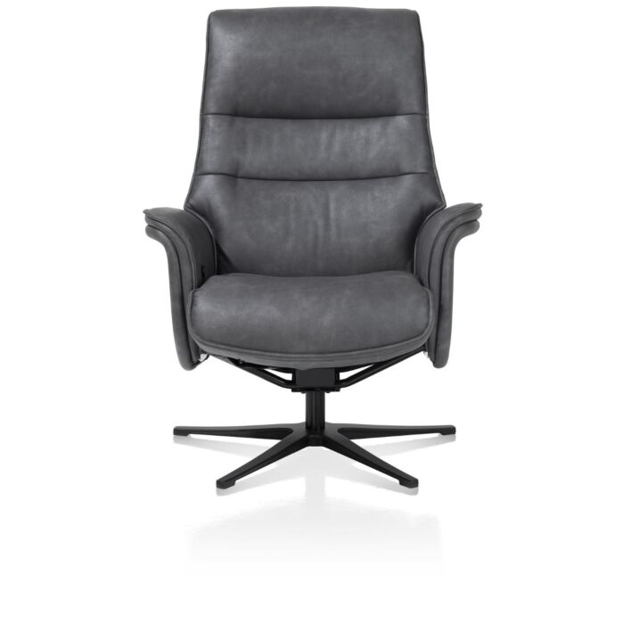 H&H Relaxfauteuil Lotis Met Kantelsysteem + Hocker Antraciet