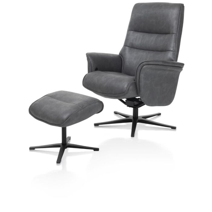 H&H Relaxfauteuil Lotis Met Kantelsysteem + Hocker Antraciet