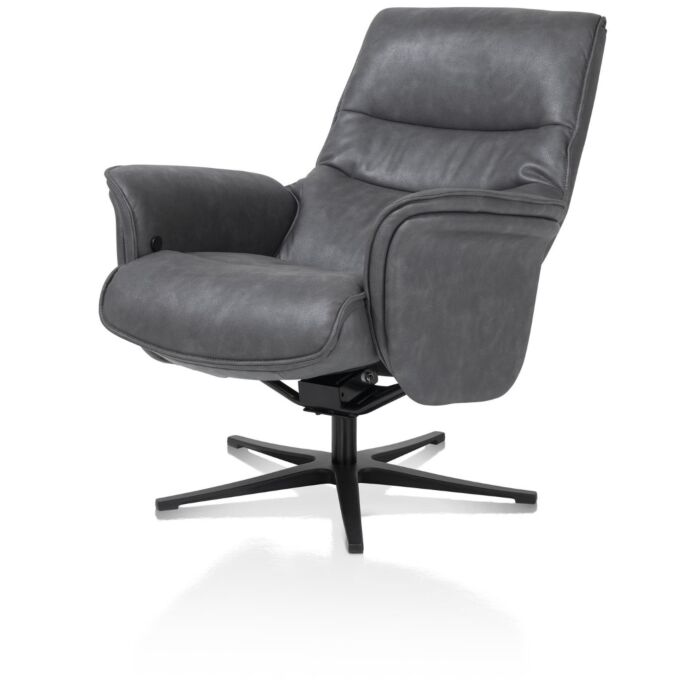 H&H Relaxfauteuil Lotis Met Kantelsysteem + Hocker Antraciet