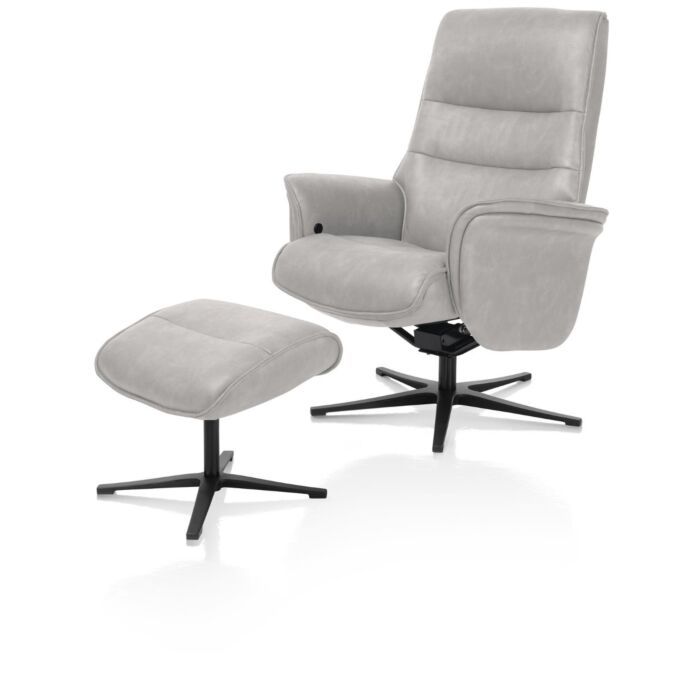 H&H Relaxfauteuil Lotis Met Kantelsysteem + Hocker Lichtgrijs