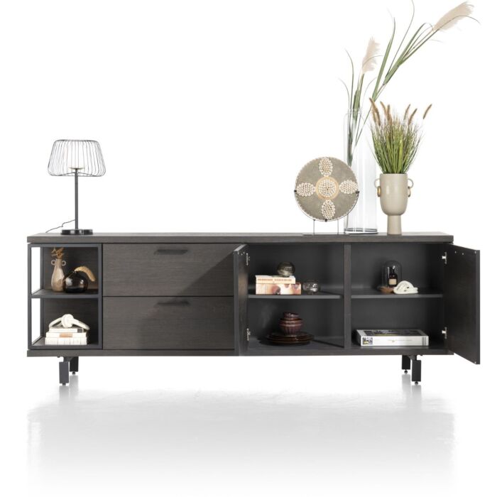 Ridgefield, Dressoir 230 Cm - 2-Deuren + 2-Laden + 2-Niches (+ LED) - Castle Antraciet