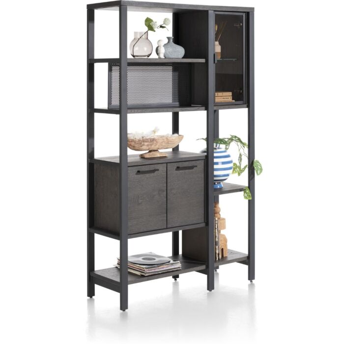 Ridgefield, Roomdivider 120 Cm - 2-Glasdeuren + 4-Deuren + 6-Niches - Castle Antraciet