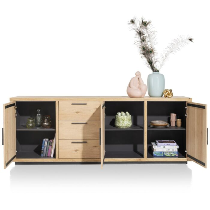Pavie, Dressoir 240 Cm - 3-Deuren + 3-Laden - Natural