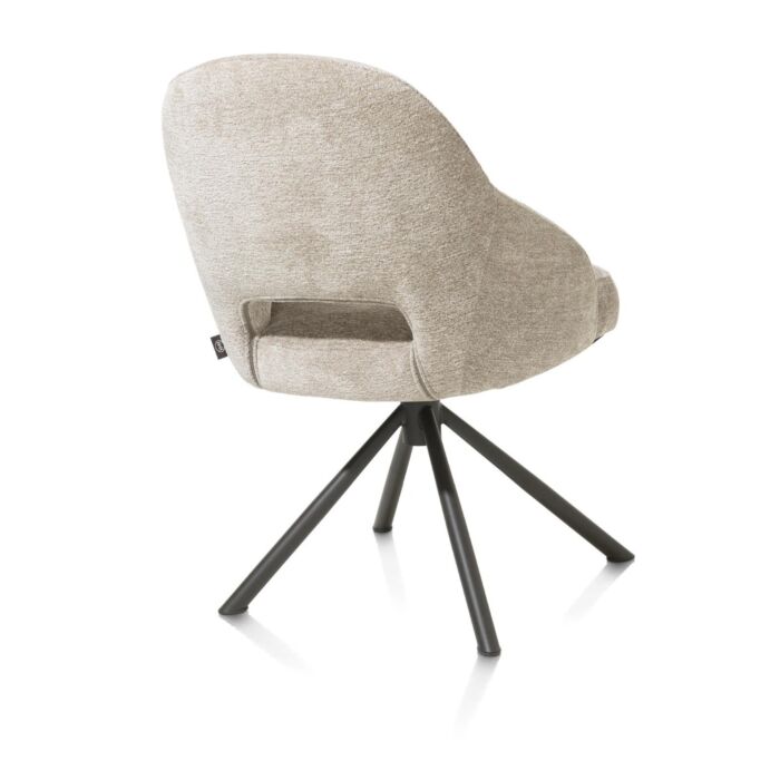 Nikolas, Eetkamerstoel - Centrale Poot Draaibaar - Graphite (RAL 7022) - Stof Enzo - Champagne