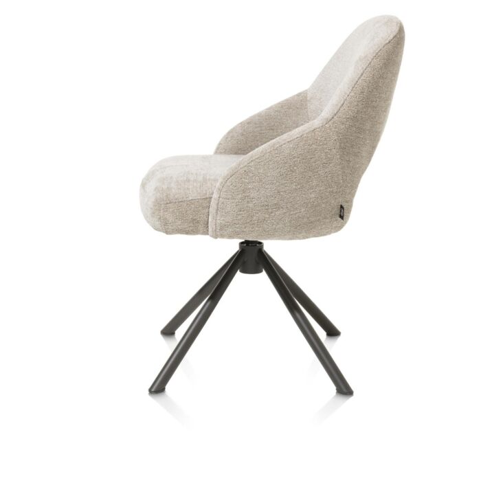 Nikolas, Eetkamerstoel - Centrale Poot Draaibaar - Graphite (RAL 7022) - Stof Enzo - Champagne