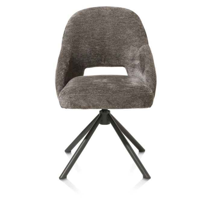 Nikolas, Eetkamerstoel - Centrale Poot Draaibaar - Graphite (RAL 7022) - Stof Enzo - Lava