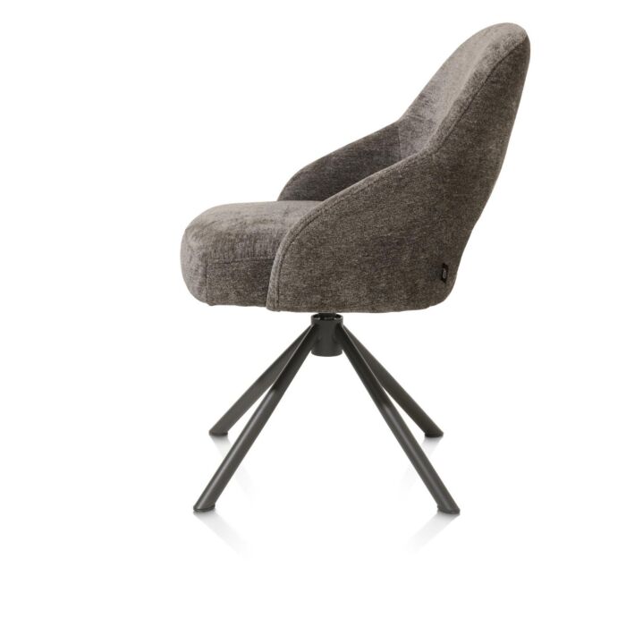 Nikolas, Eetkamerstoel - Centrale Poot Draaibaar - Graphite (RAL 7022) - Stof Enzo - Lava