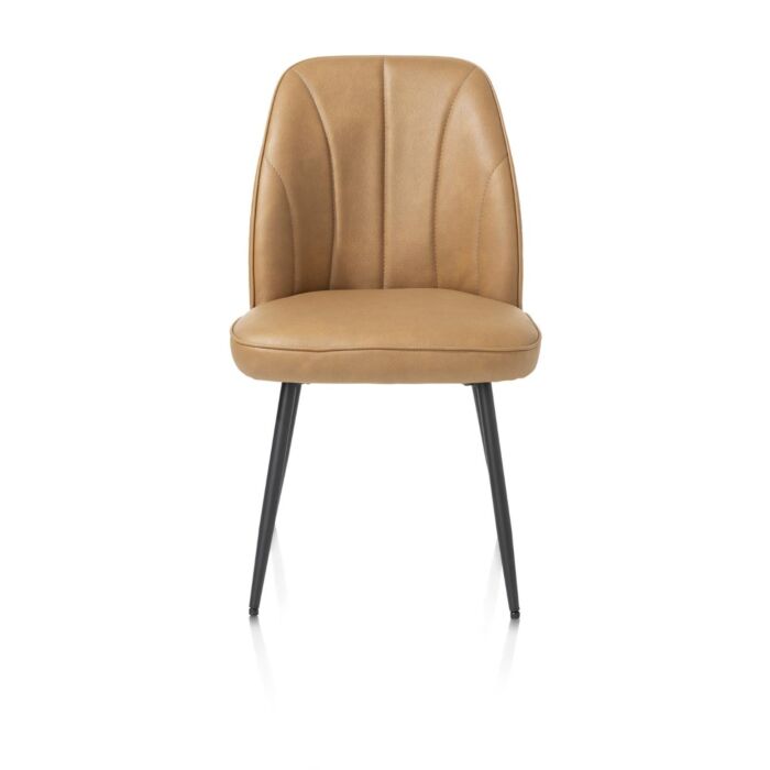 Leo, Eetkamerstoel - Frame Rough Off Black (ROB) - Stof Pala - Okergeel