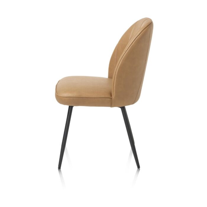 Leo, Eetkamerstoel - Frame Rough Off Black (ROB) - Stof Pala - Okergeel