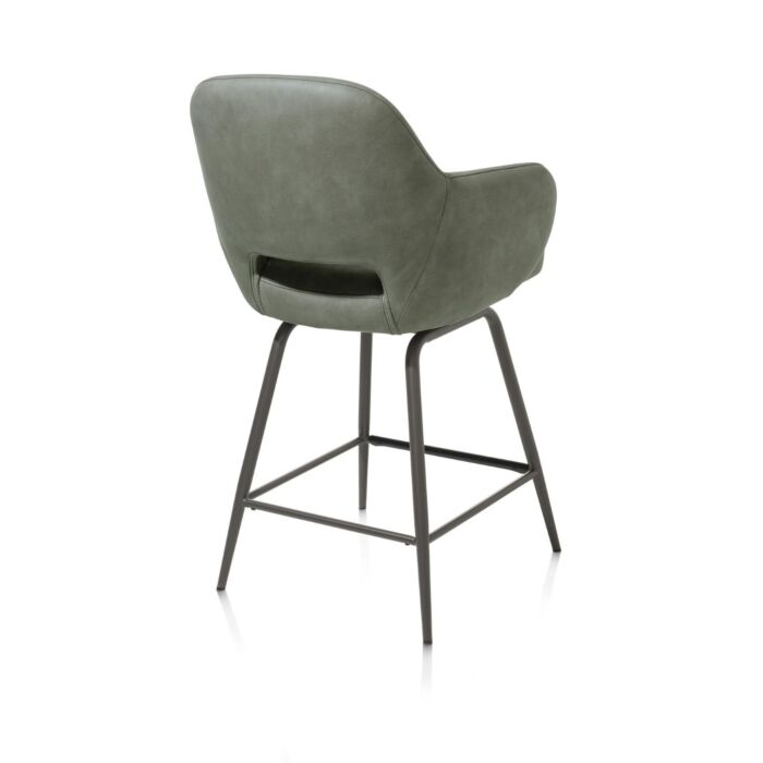 Nikolas, Barstoel - Draaibaar - Graphite (RAL 7022) - Stof Pala - Groen