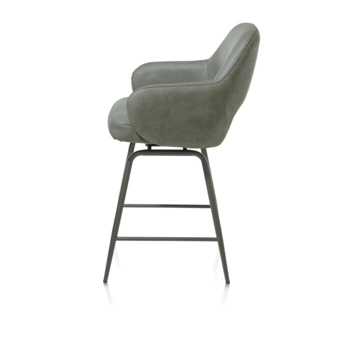 Nikolas, Barstoel - Draaibaar - Graphite (RAL 7022) - Stof Pala - Groen