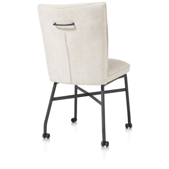 Eden, Eetkamerstoel - Metalen Frame Wielen - Pocket - Greep Livigno Crème + Accent In Calabria Crème