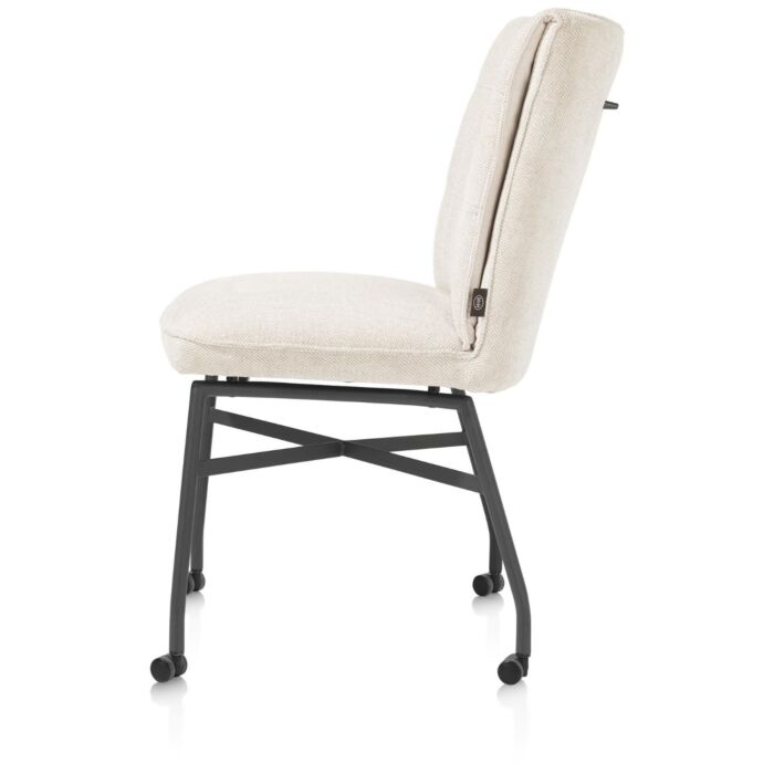 Eden, Eetkamerstoel - Metalen Frame Wielen - Pocket - Greep Livigno Crème + Accent In Calabria Crème