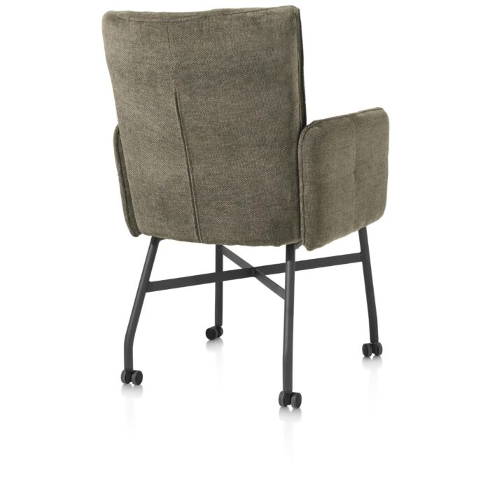 Eden, Armstoel - Metalen Frame Wielen - Pocket - Greep Livigno D.Groen + Accent In Calabria Mosgroen