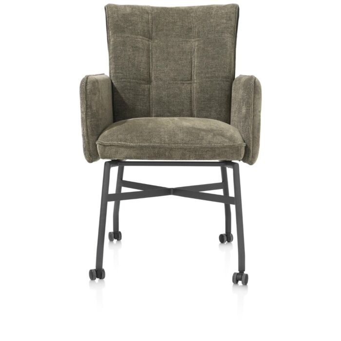 Eden, Armstoel - Metalen Frame Wielen - Pocket - Greep Livigno D.Groen + Accent In Calabria Mosgroen