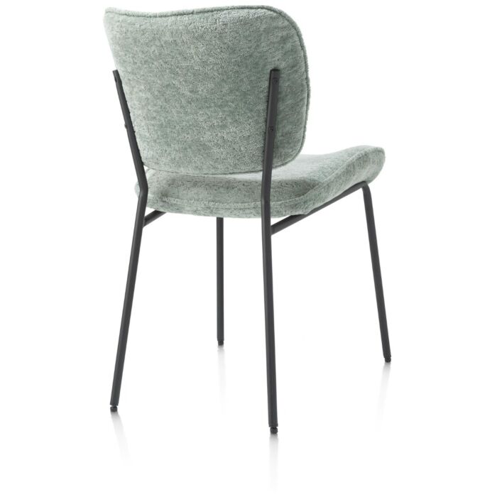 Julia, Eetkamerstoel - Rough Off Black Frame - Stof Lecce - Groen