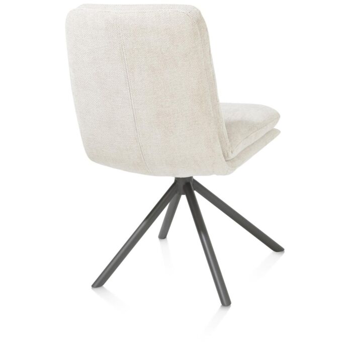 Mia, Eetkamerstoel - Draaibaar - Graphiet Frame - Stof Livigno - Creme