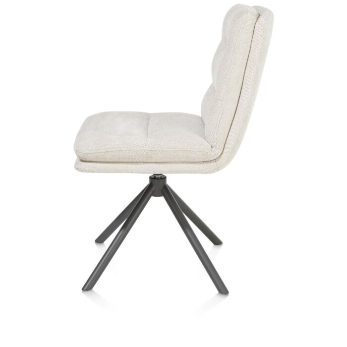 Mia, Eetkamerstoel - Draaibaar - Graphiet Frame - Stof Livigno - Creme