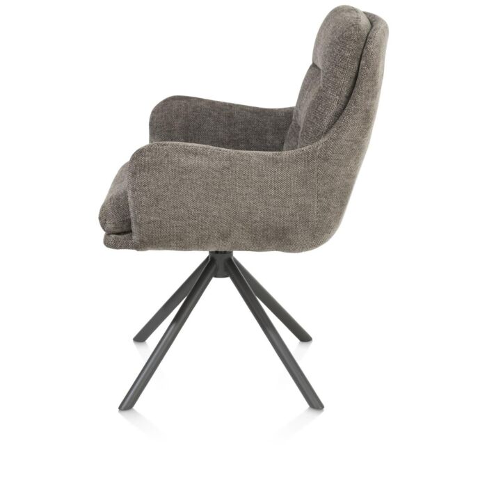 Mia, Armstoel - Draaibaar - Graphiet Frame - Stof Livigno - Bruin