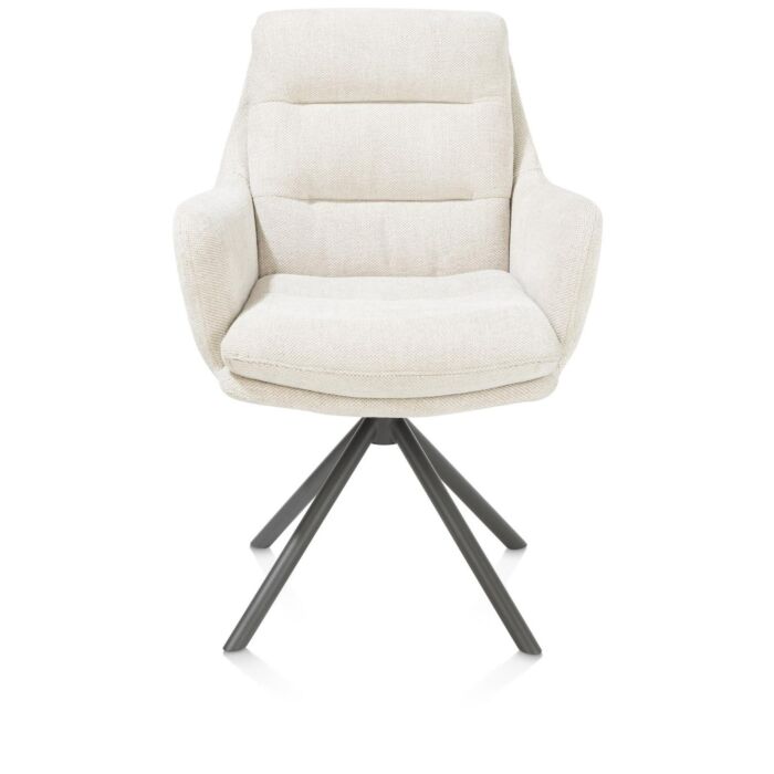 Mia, Armstoel - Draaibaar - Graphiet Frame - Stof Livigno - Creme