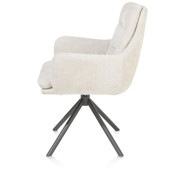 Mia, Armstoel - Draaibaar - Graphiet Frame - Stof Livigno - Creme