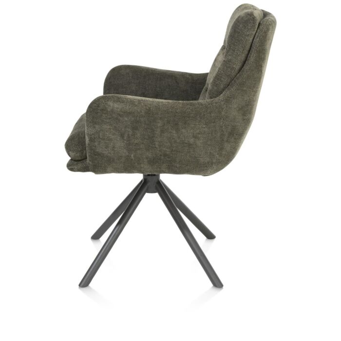 Mia, Armstoel - Draaibaar - Graphiet Frame - Stof Livigno - Donkergroen