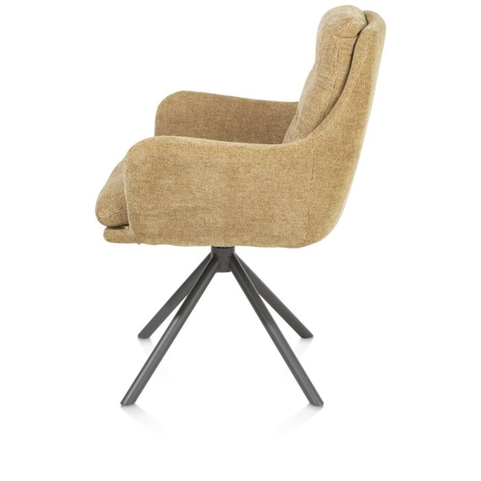 Mia, Armstoel - Draaibaar - Graphiet Frame - Stof Livigno - Okergeel