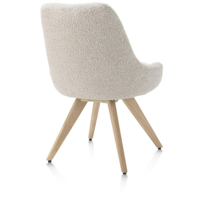 Rocco, Eetkamerstoel - Draaibaar + Pocket - Naturel Eiken - Stof Brioni - Creme